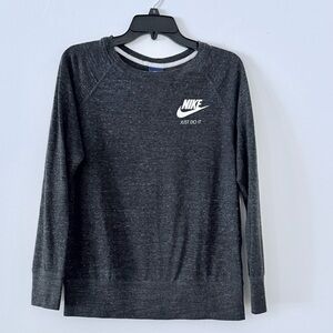 Nike Charcoal Logo Scoop-Neck Long Sleeve Top SZ.M
